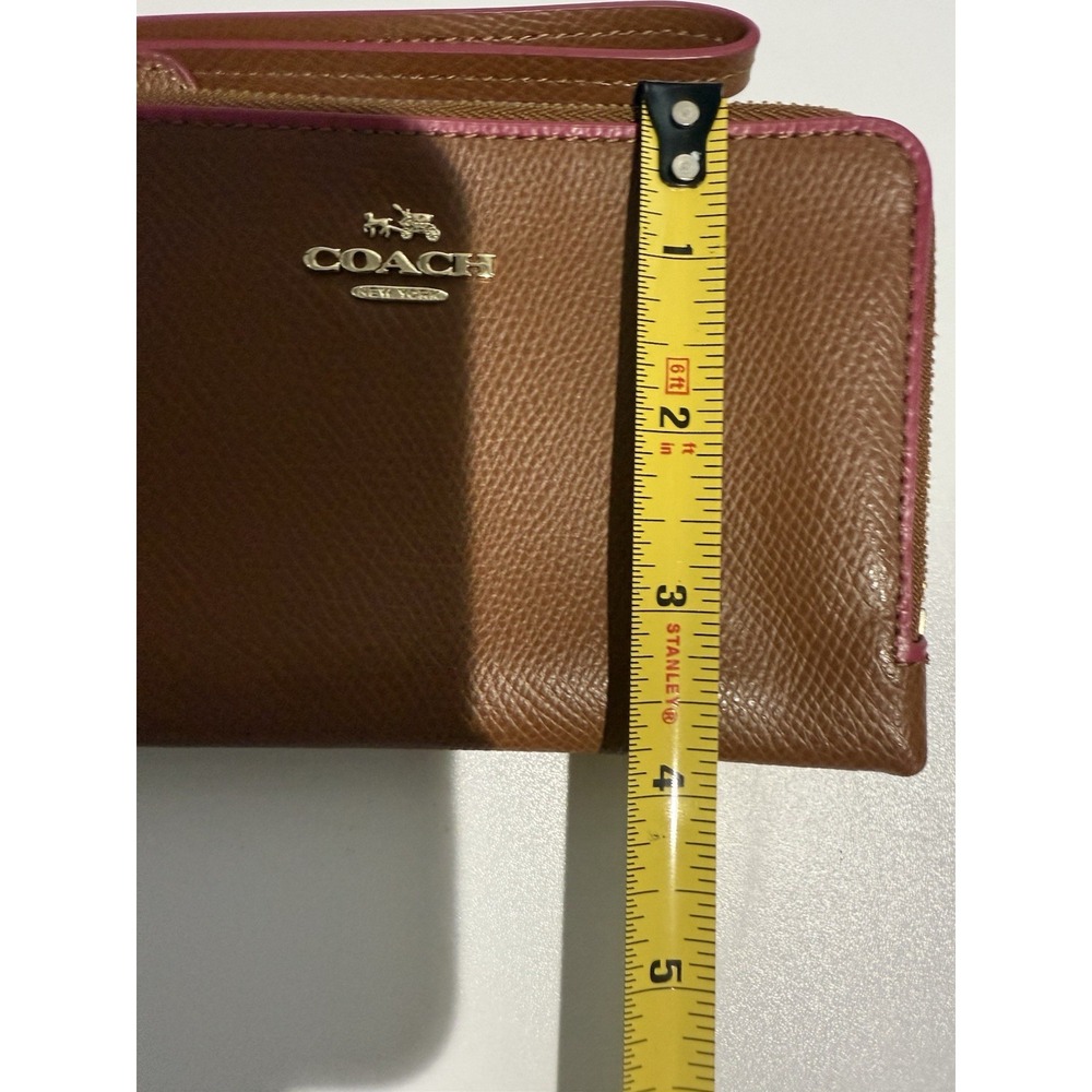 Coach Brown Pebbled Leather‎ Double Zipper Closure Wristlet - Wallet T - Picture 10 of 13